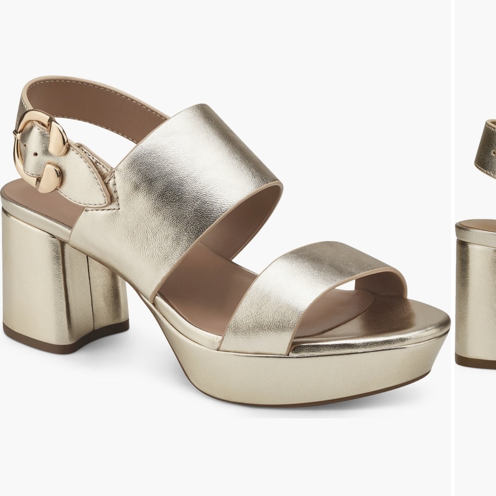 AEROSOLES Camera Gold Platform Sandals Size 8 NWOT